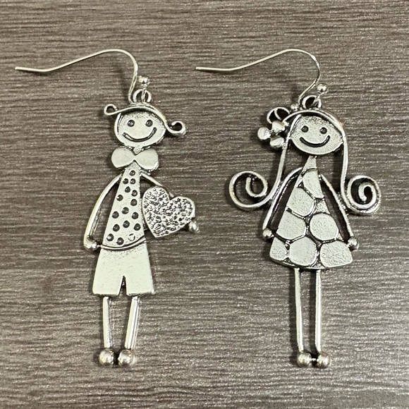 Jewelry - Silver Boy & Girl Dangle Earrings